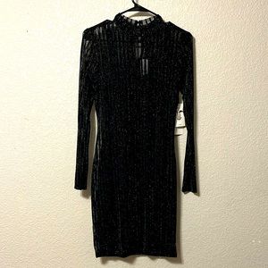 Iris Women’s Long Sleeve Ribbed, Lined, Sparkly Dress.